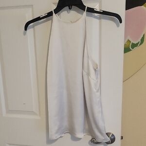 H&M SzSm Elegant White Strappy Halter pleated Sheen Blouse